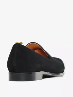 Mocassins à enfiler pour hommes bout carré daim noir