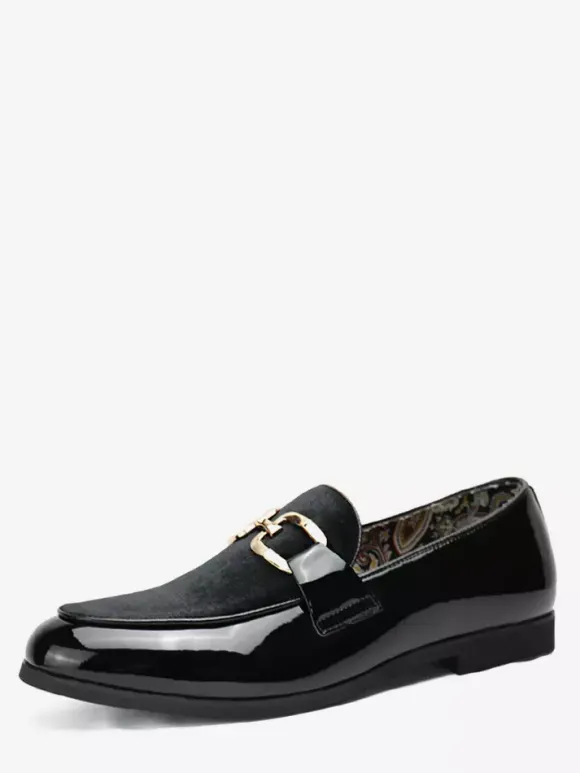 Mocassins à mors pour homme boucle en chaîne décorative à enfiler bout pointu talons bas chaussures Penny