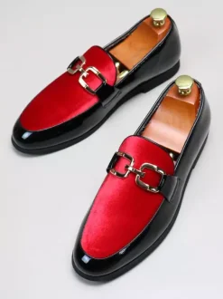 Mocassins à mors pour homme boucle en chaîne décorative à enfiler bout pointu talons bas chaussures Penny
