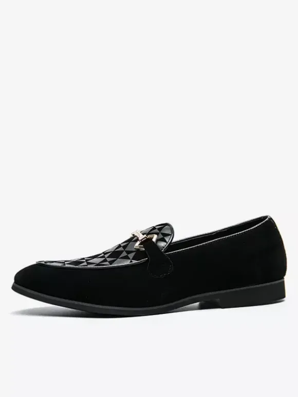 Mocassins à mors pour homme chaussures à enfiler en daim et à bout pointu