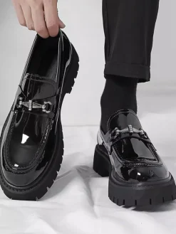 Mocassins à mors pour homme chaussures épaisses vernies antidérapantes