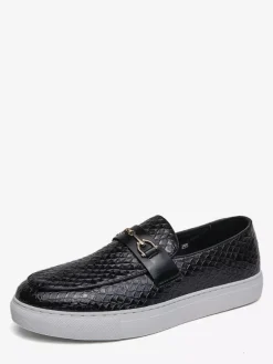 Mocassins à mors pour homme chaussures épaisses à enfiler motif poisson bout rond