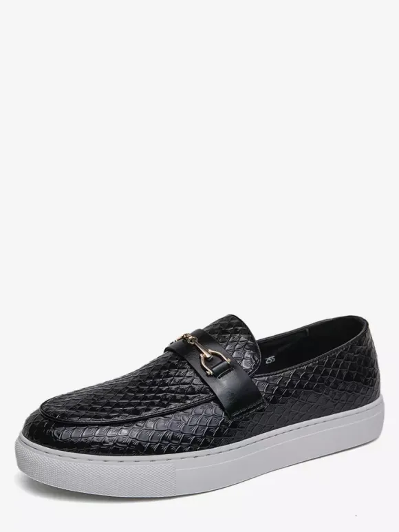 Mocassins à mors pour homme chaussures épaisses à enfiler motif poisson bout rond
