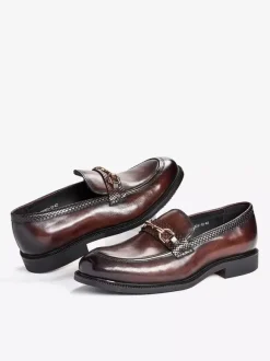 Mocassins à mors pour homme chaussures habillées à enfiler en cuir véritable pour le travail