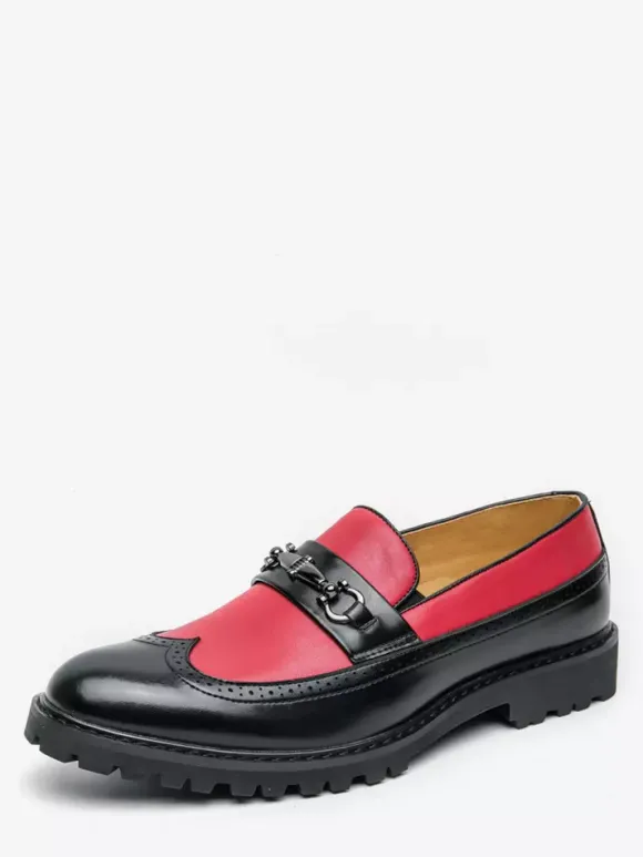 Mocassins à mors pour homme couleur contrastée noir et blanc à enfiler et à bout golf