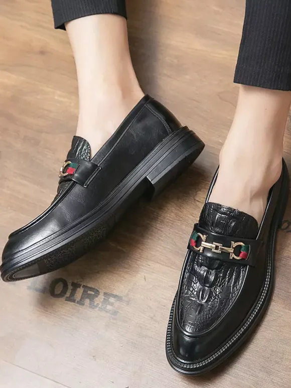 Mocassins à mors pour hommes chaussures à enfiler en cuir à bout rond épais