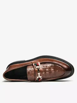 Mocassins à mors pour hommes chaussures à enfiler en cuir à bout rond épais