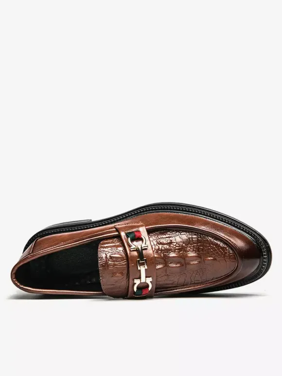 Mocassins à mors pour hommes chaussures à enfiler en cuir à bout rond épais