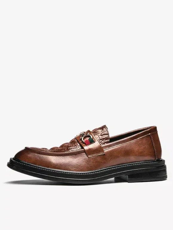Mocassins à mors pour hommes chaussures à enfiler en cuir à bout rond épais