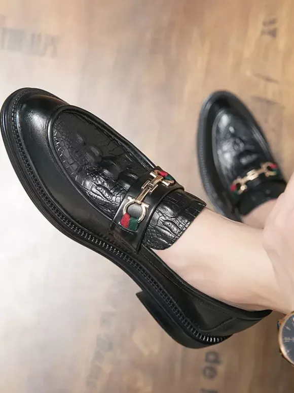 Mocassins à mors pour hommes chaussures à enfiler en cuir à bout rond épais