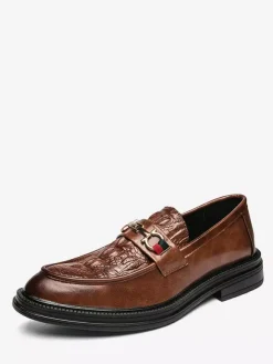 Mocassins à mors pour hommes chaussures à enfiler en cuir à bout rond épais