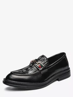 Mocassins à mors pour hommes chaussures à enfiler en cuir à bout rond épais