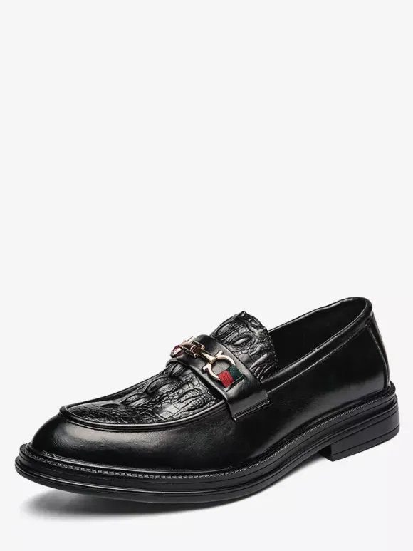 Mocassins à mors pour hommes chaussures à enfiler en cuir à bout rond épais