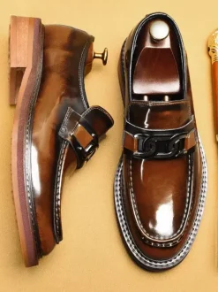 Mocassins à mors pour hommes chaussures de conduite en cuir véritable à enfiler chaussures de travail élégantes et formelles