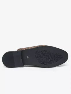 Mocassins mules pour hommes imprimé léopard bout rond détails métalliques sans talon