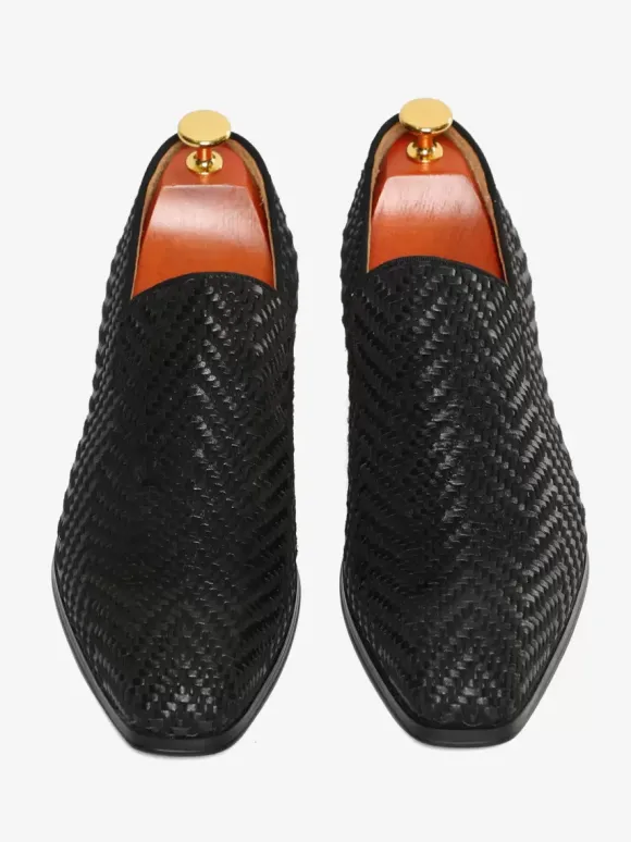 Mocassins à pampilles pour hommes chaussures à bout rond en cuir PU chaussures de bal et de mariage