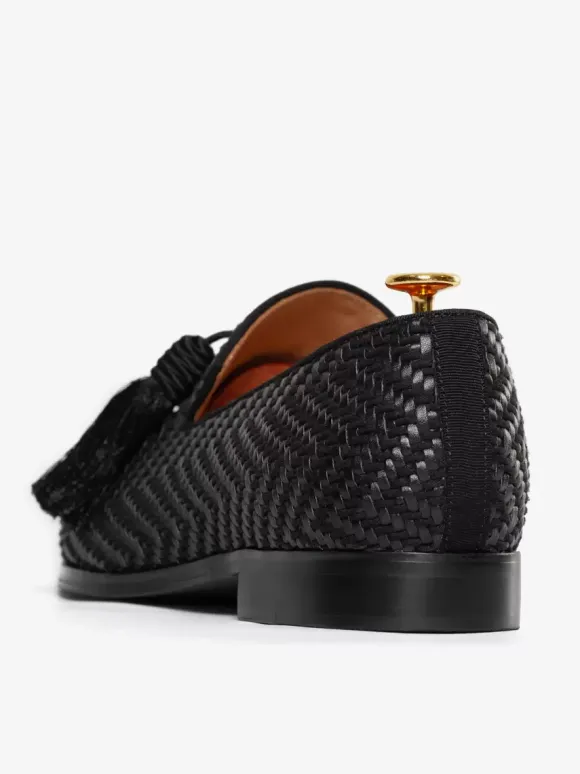 Mocassins à pampilles pour hommes chaussures à bout rond en cuir PU chaussures de bal et de mariage