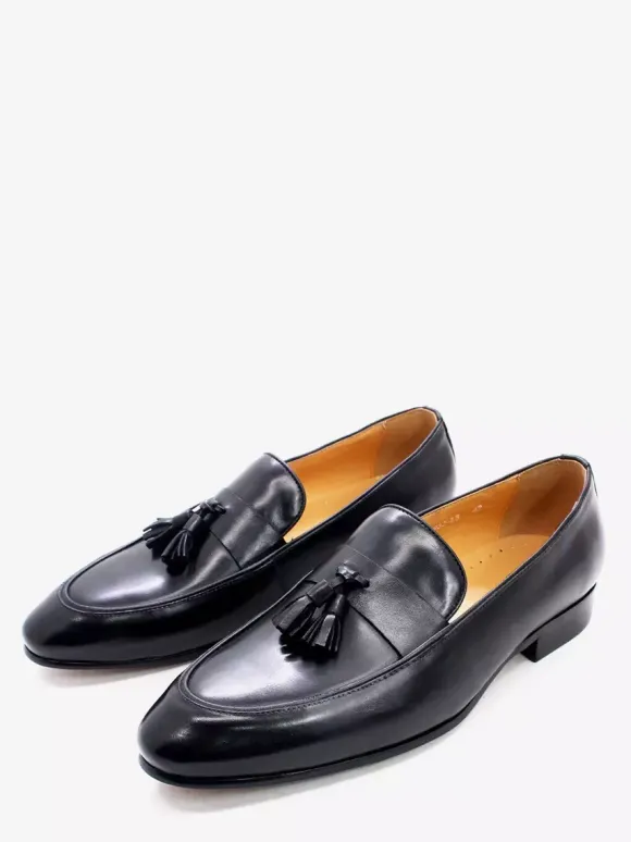 Mocassins à pampilles pour hommes chaussures habillées à enfiler en cuir véritable fabriquées à la main