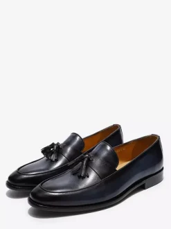 Mocassins à pampilles pour hommes chaussures habillées à enfiler en cuir véritable fabriquées à la main