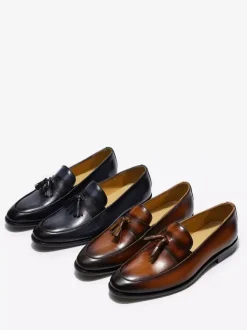 Mocassins à pampilles pour hommes chaussures habillées à enfiler en cuir véritable fabriquées à la main
