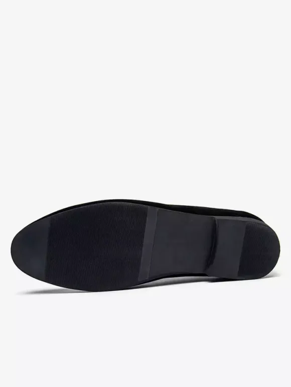 Mocassins à pampilles pour hommes mocassins à enfiler en daim bout rond talon bas et bloc