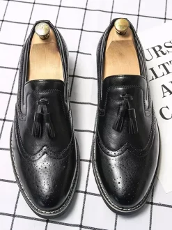 Mocassins à pampilles pour hommes chaussures à enfiler décorées antidérapantes à talons bas respirantes décontractées