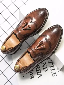 Mocassins à pampilles pour hommes chaussures à enfiler décorées antidérapantes à talons bas respirantes décontractées