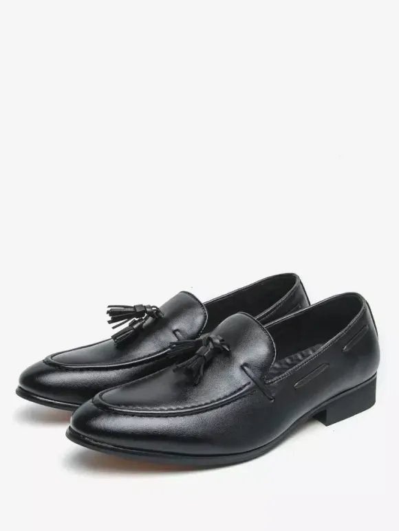 Mocassins à pampilles pour hommes bout rond confortables à enfiler pour mariage bal de promo