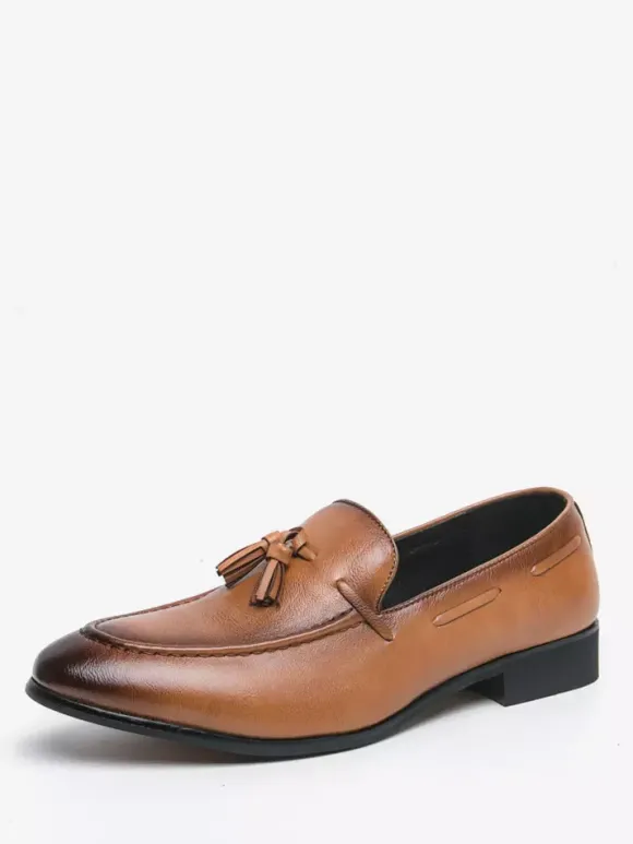 Mocassins à pampilles pour hommes bout rond confortables à enfiler pour mariage bal de promo