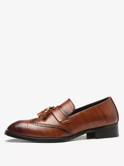 Mocassins à pampilles pour hommes à enfiler à bout pointu à bout golf à talons bas Penny Loafers