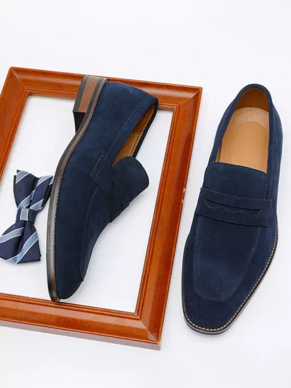 Mocassins penny en daim à bout rond pour hommes
