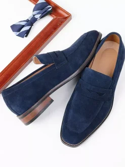 Mocassins penny en daim à bout rond pour hommes