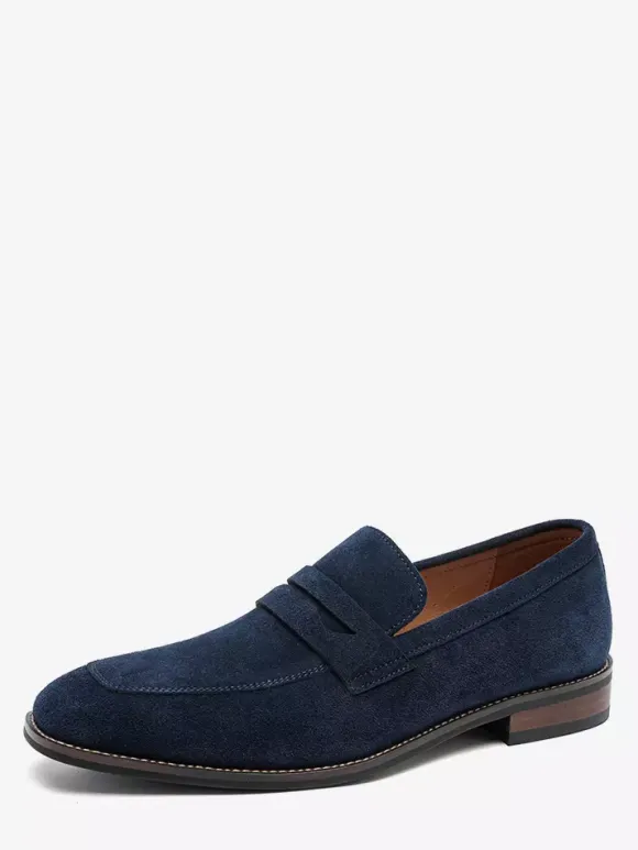 Mocassins penny en daim à bout rond pour hommes