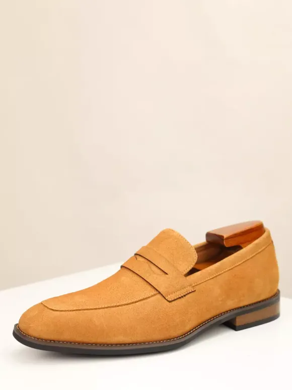 Mocassins penny en daim à bout rond pour hommes