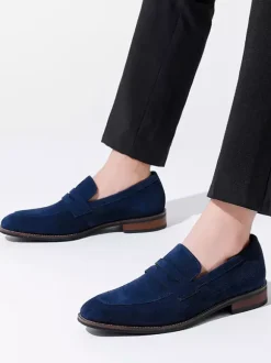 Mocassins penny en daim à bout rond pour hommes