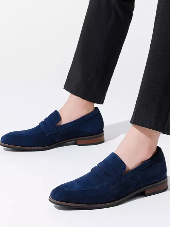 Mocassins penny en daim à bout rond pour hommes