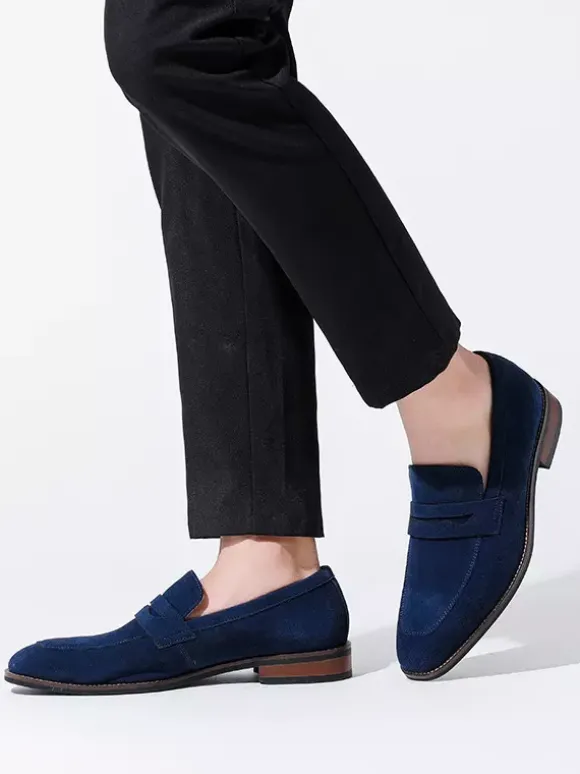Mocassins penny en daim à bout rond pour hommes