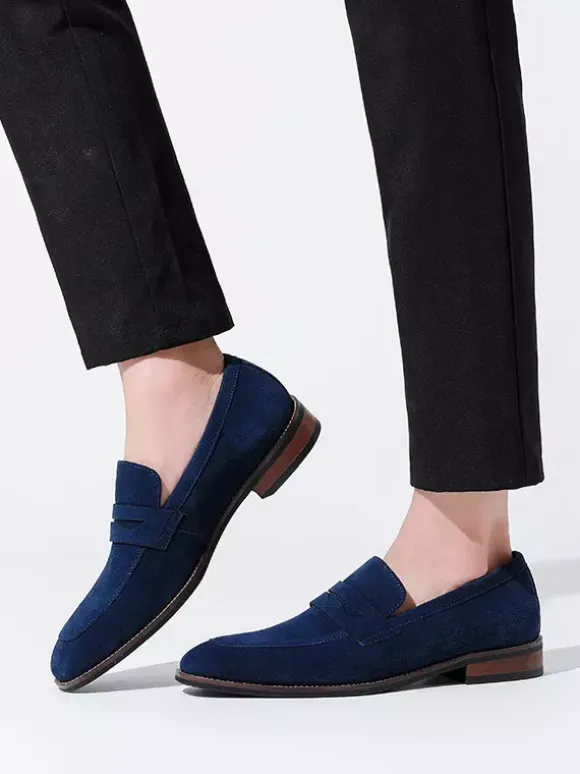 Mocassins penny en daim à bout rond pour hommes