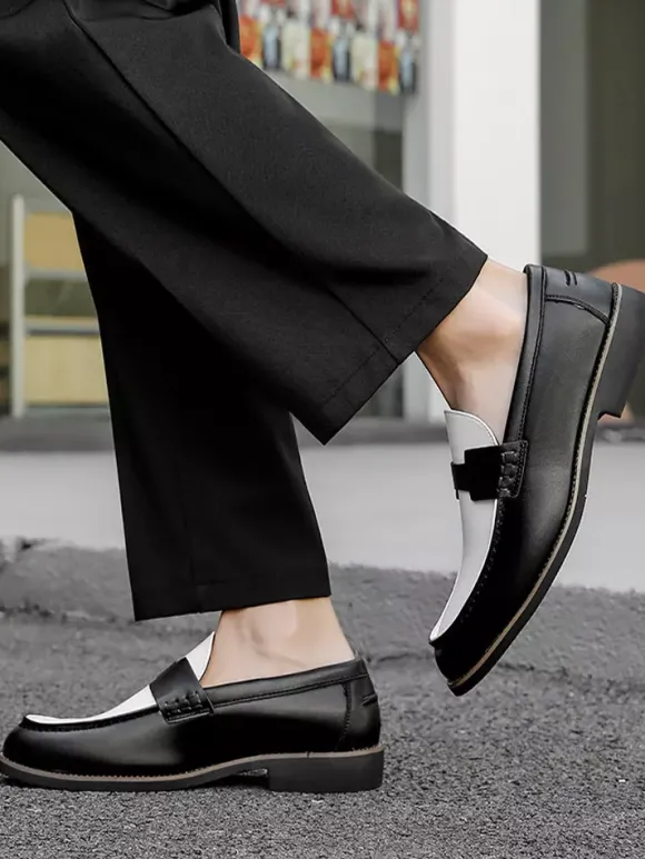 Mocassins Penny pour hommes bout rond patchwork chaussures à enfiler