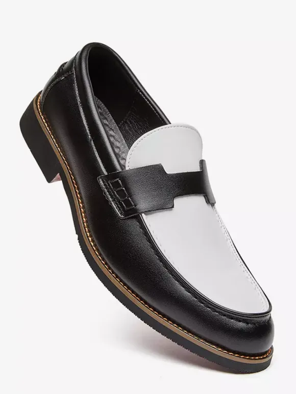 Mocassins Penny pour hommes bout rond patchwork chaussures à enfiler