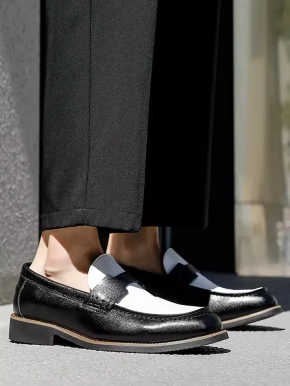 Mocassins Penny pour hommes bout rond patchwork chaussures à enfiler