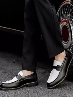 Mocassins Penny pour hommes bout rond patchwork chaussures à enfiler