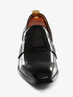 Mocassins Penny pour hommes chaussures modernes à bout rond à enfiler tige en PU verni pour bal de promo fête mariage