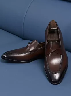 Mocassins Penny pour hommes chaussures de bal et de mariage en cuir de vache à enfiler