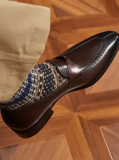 Mocassins Penny pour hommes chaussures de bal et de mariage en cuir de vache à enfiler