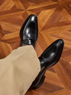 Mocassins Penny pour hommes chaussures de bal et de mariage en cuir de vache à enfiler