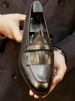 Mocassins Penny pour hommes chaussures de bal de promo de mariage à enfiler en cuir style artistique