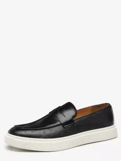 Mocassins Penny pour hommes en cuir à plateforme et bout rond chaussures à enfiler pour fête et mariage