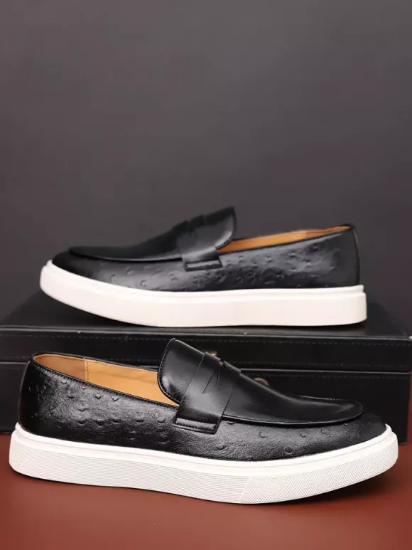 Mocassins Penny pour hommes en cuir à plateforme et bout rond chaussures à enfiler pour fête et mariage
