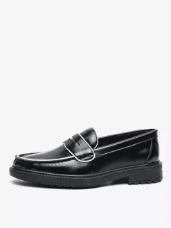 Mocassins à plateforme en cuir pour hommes chaussures confortables pour le travail et les affaires.